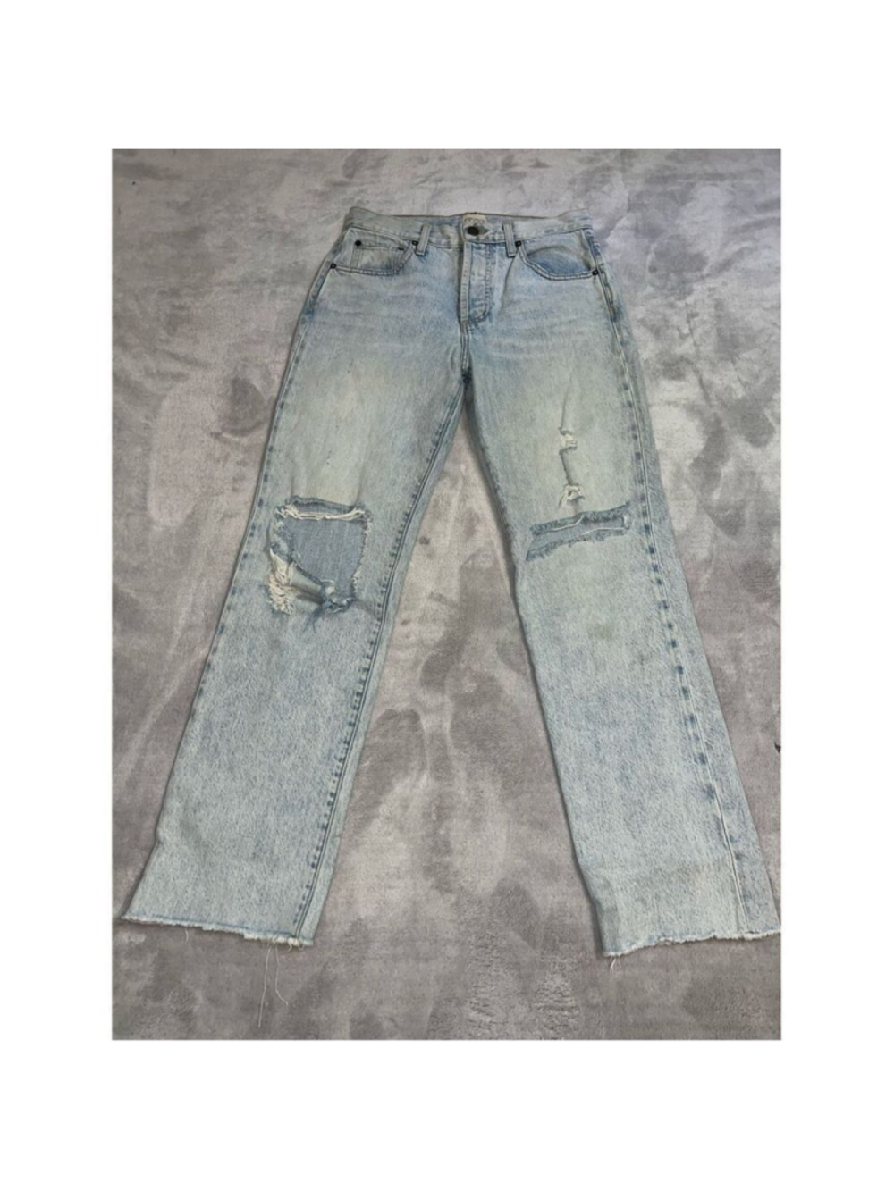 Alice & Olivia Cotton Straight Fit Raw Hem Jeans 27